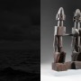 Left-Dawoud-Bey-American-born-1953-Untitled-25-Lake-Erie-and-Sky-detail-Right-Dogon-peoples.-Seated-Couple-possibly-19th-century-or-earlier